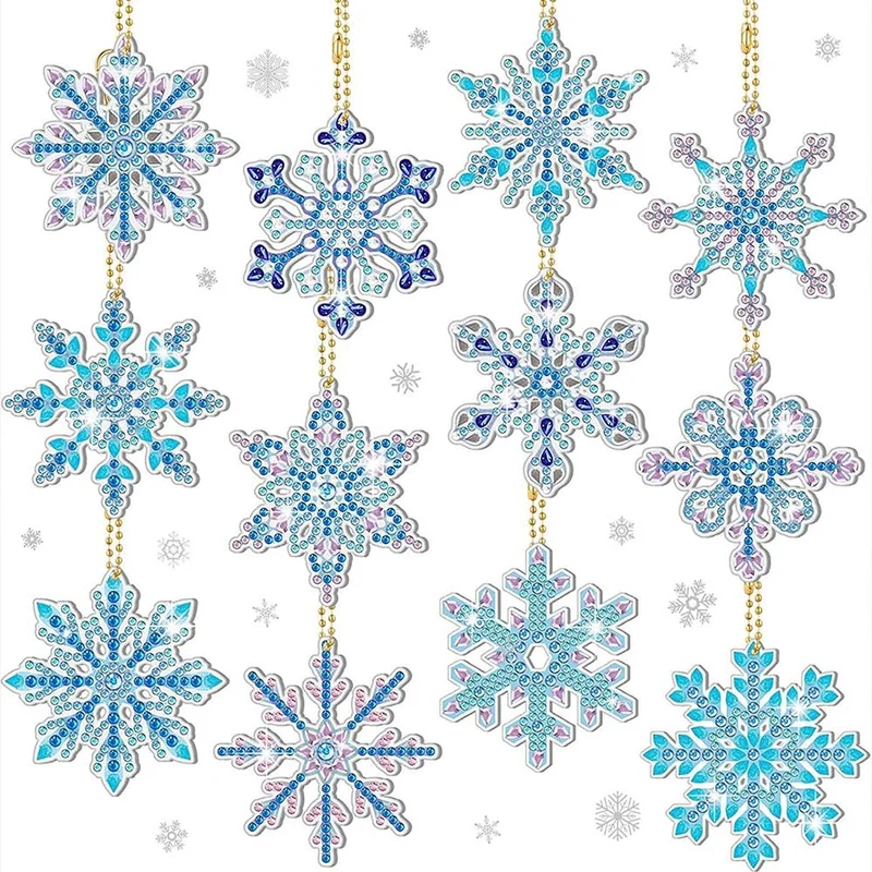 Diamond Painting Anhänger Schneeflocken 12 Stück