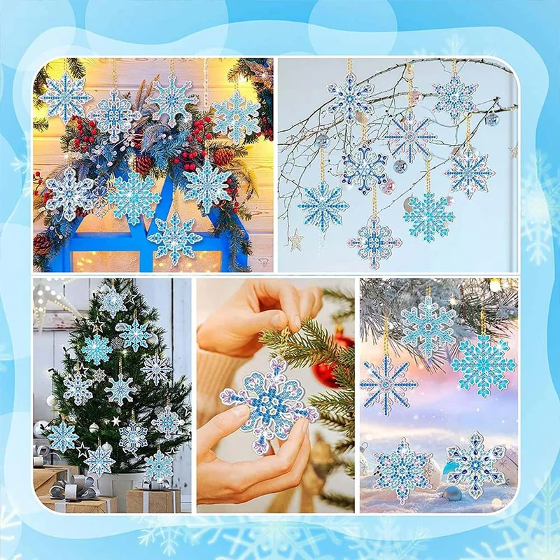 Diamond Painting Anhänger Schneeflocken 12 Stück