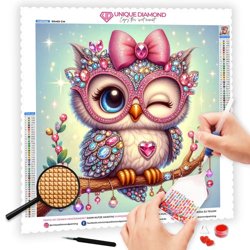 5D Diamond Painting - Funkelnde Eulenliebe