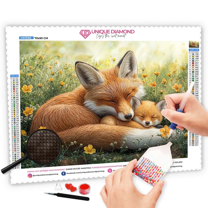 5D Diamond Painting - Kuschelige Füchse