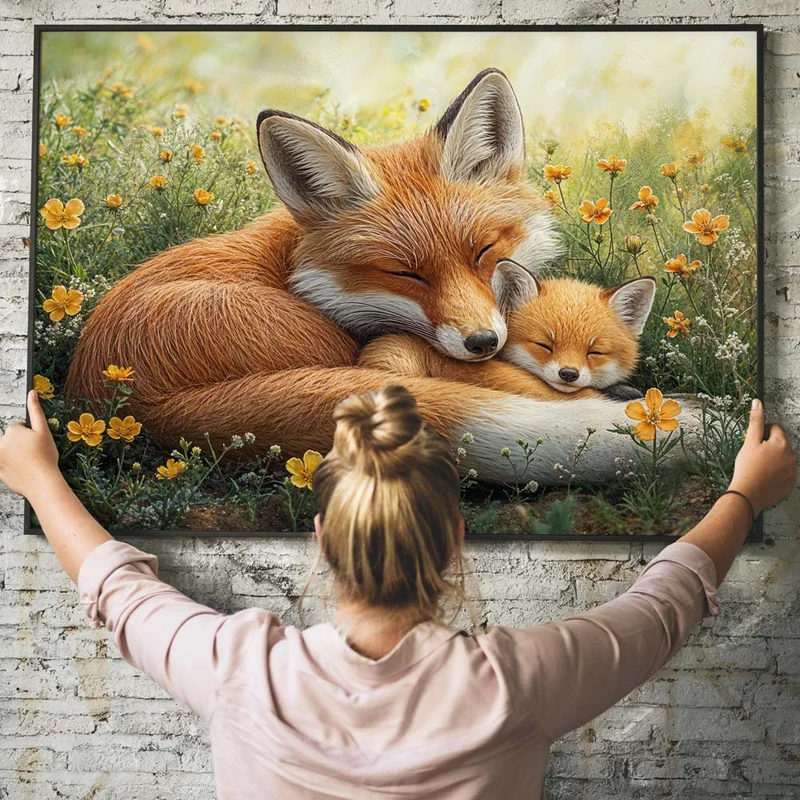 5D Diamond Painting - Kuschelige Füchse
