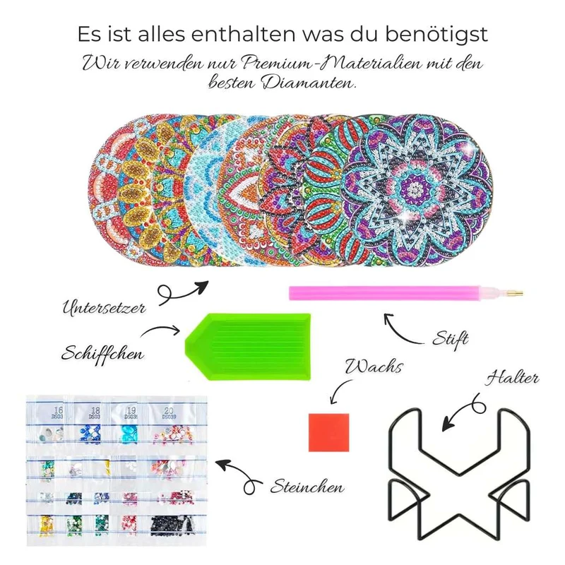 5D Diamond Painting Untersetzer – Mandala Magie
