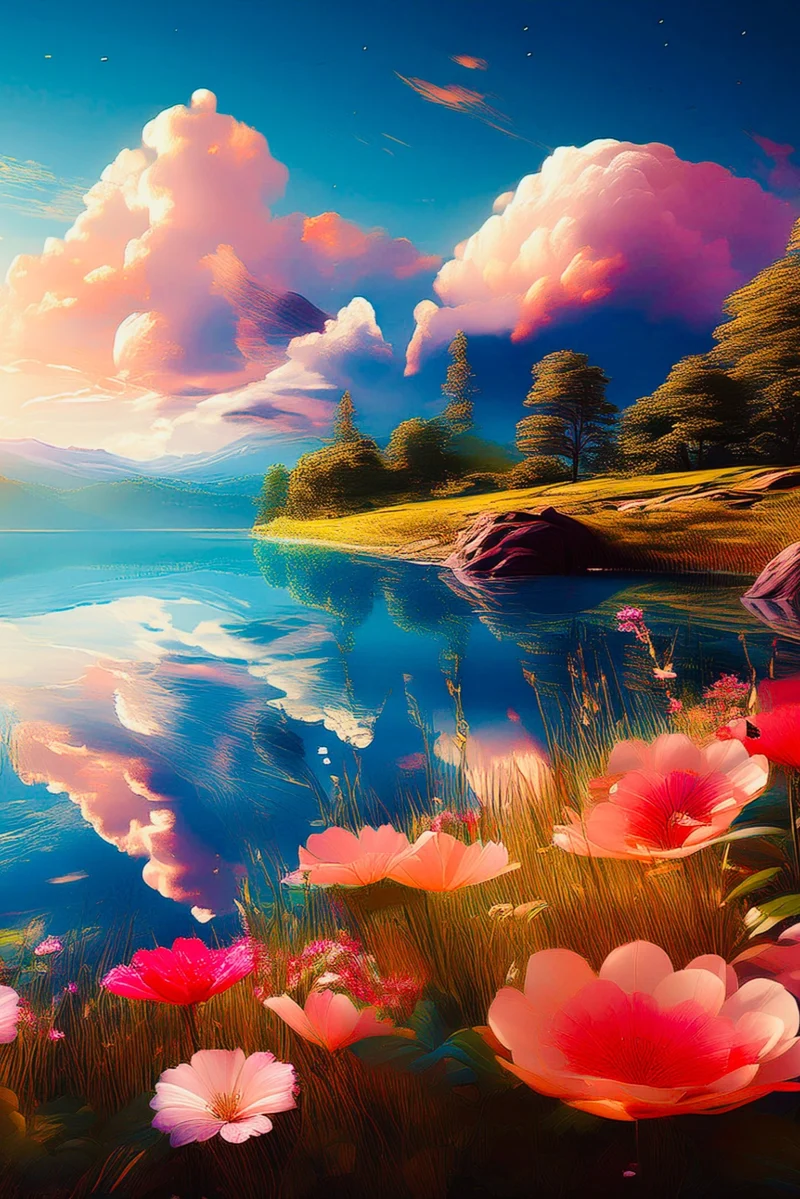 Diamond Painting - Blick auf den See