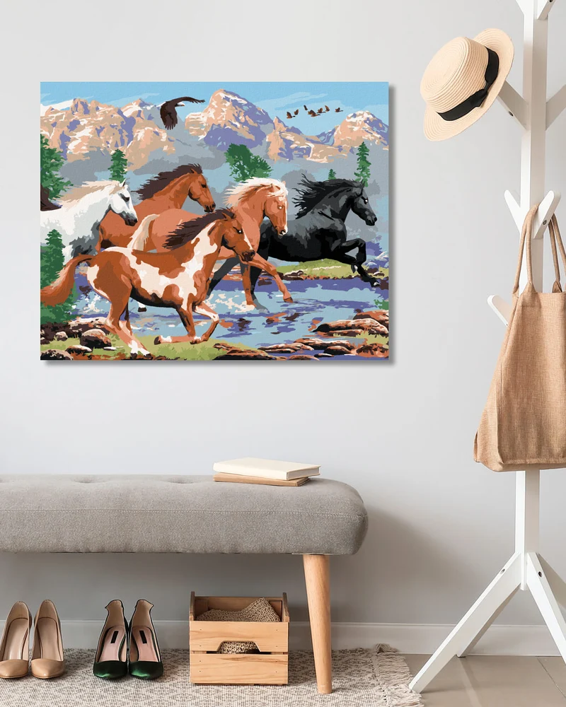 Diamond painting - WILDPFERDE IN DEN BERGEN (HOWARD ROBINSON)