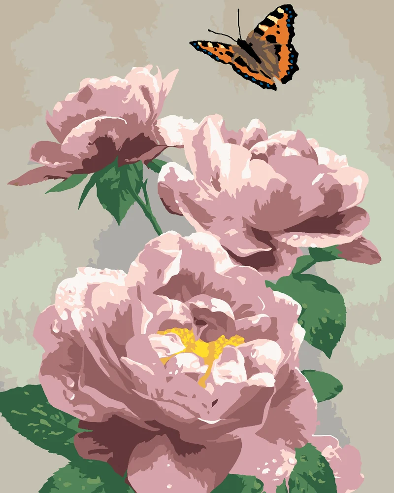 Diamond painting - SCHMETTERLING UND ROSA ROSEN (HOWARD ROBINSON)