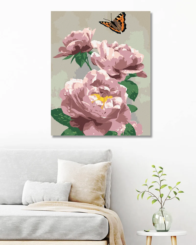 Diamond painting - SCHMETTERLING UND ROSA ROSEN (HOWARD ROBINSON)