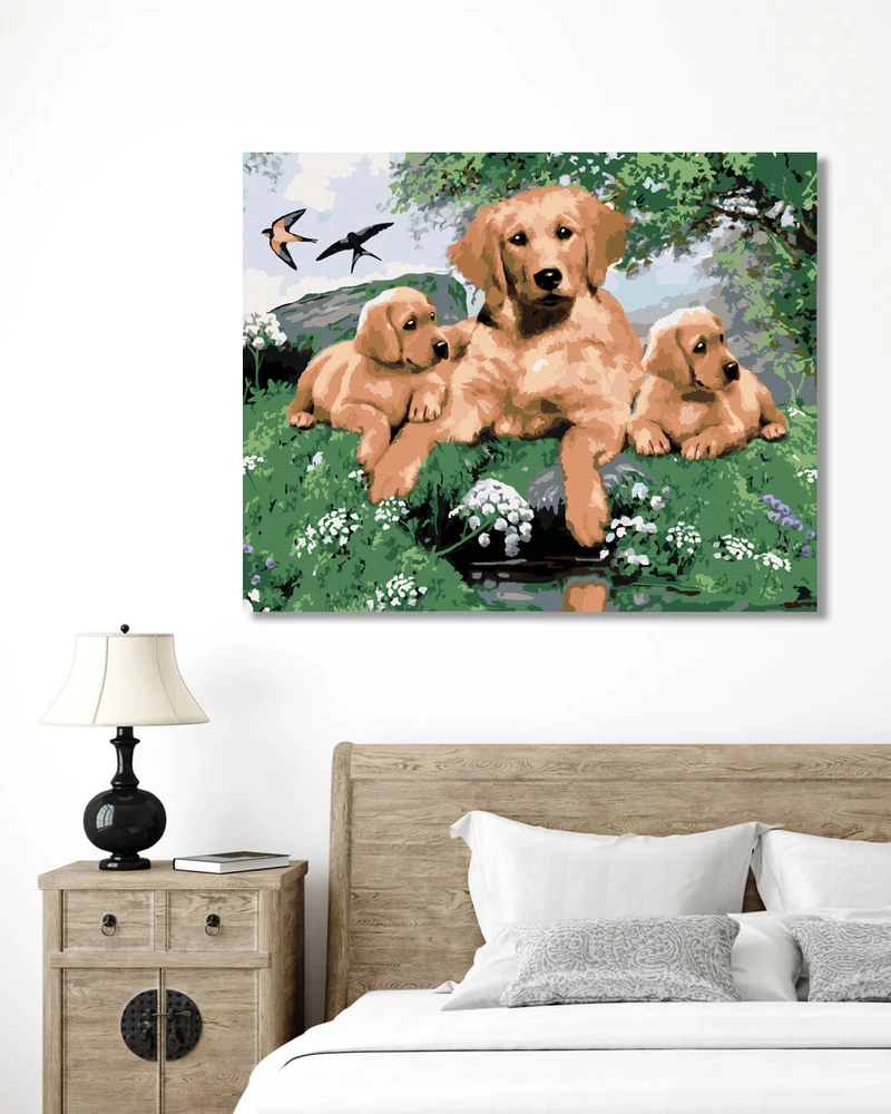 Diamond painting - GOLDEN RETRIEVER UND WELPEN (HOWARD ROBINSON)