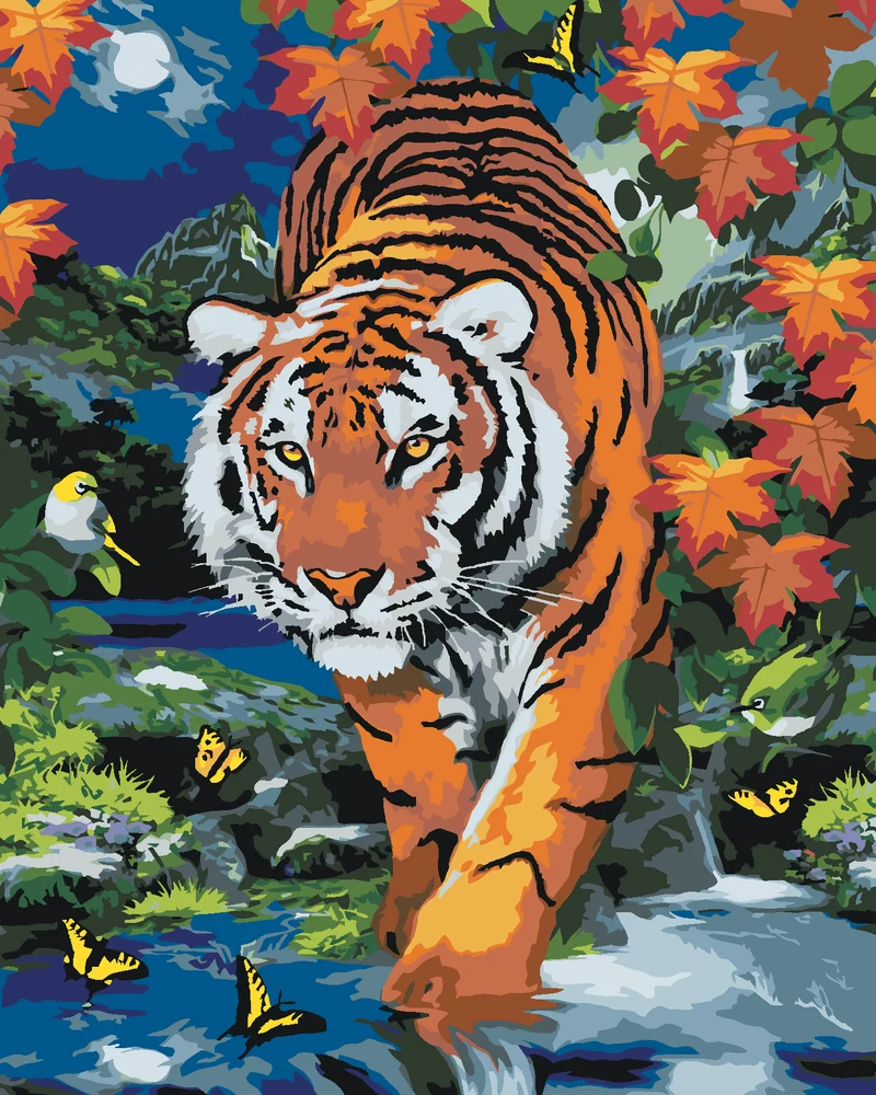 Diamond painting - DER LAUERNDE TIGER UND DER VOLLMOND (HOWARD ROBINSON)