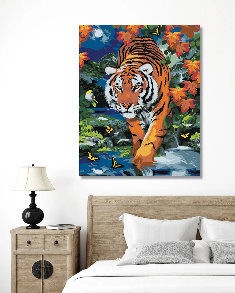 Diamond painting - DER LAUERNDE TIGER UND DER VOLLMOND (HOWARD ROBINSON)
