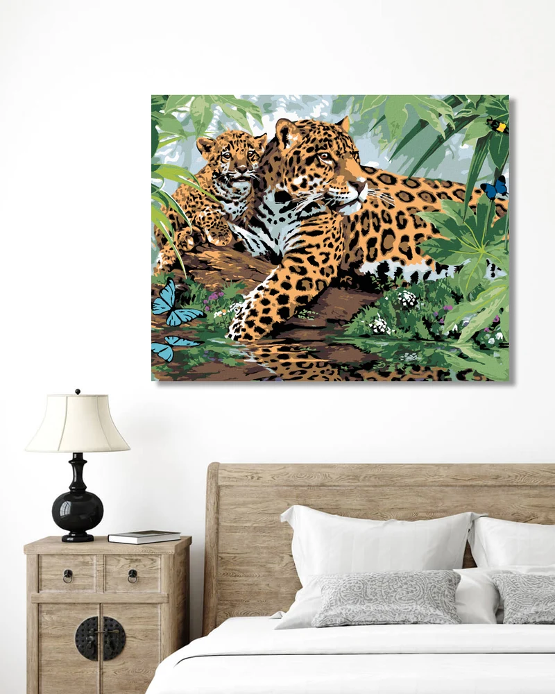 Diamond painting - JAGUAR MIT JUNGTIER AM WASSER (HOWARD ROBINSON)