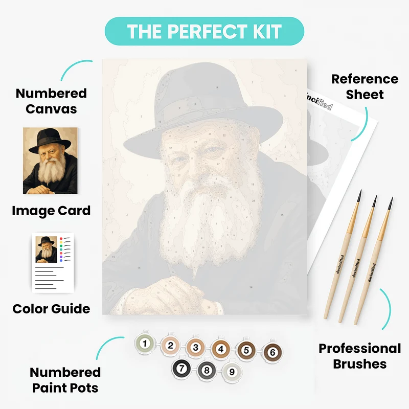 The Lubavitcher Rebbe's Quiet Gaze - Paint by Numbers Kit