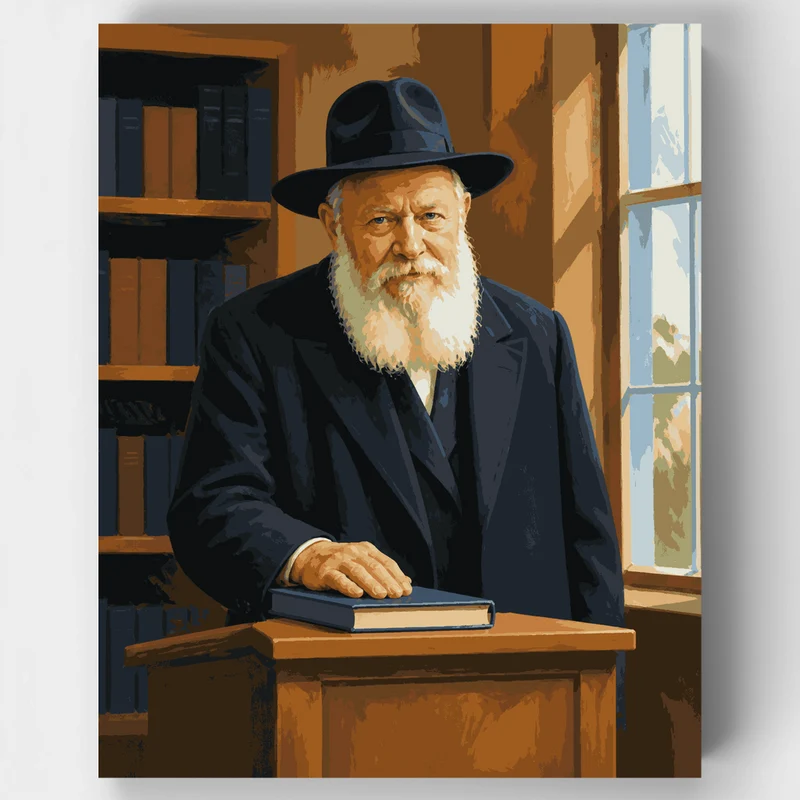 The Lubavitcher Rebbe at the Lectern - Paint by Numbers Kit