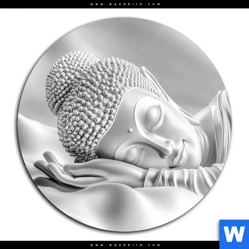 Aluminiumbild gebürstet | Buddha - Stille des Erwachens | Rund