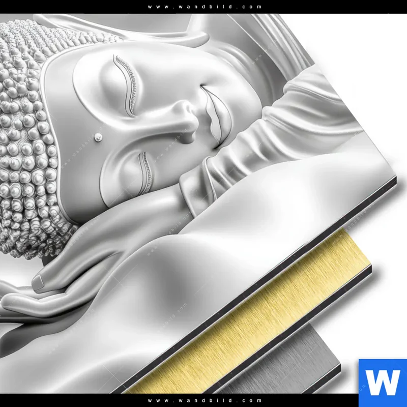 Aluminiumbild gebürstet | Buddha - Stille des Erwachens | Rund