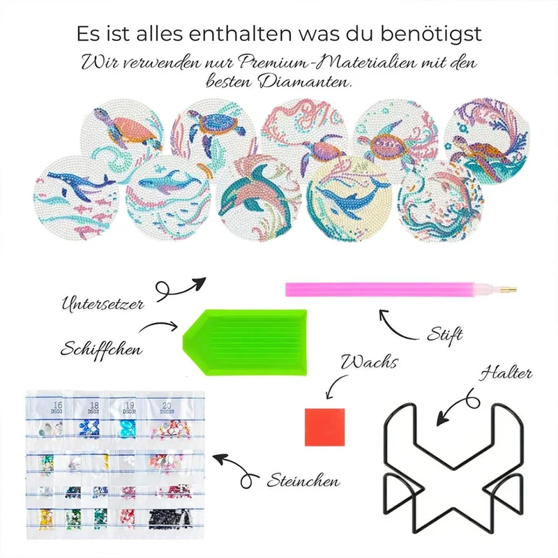 5D Diamond Painting Untersetzer – Meereszauber