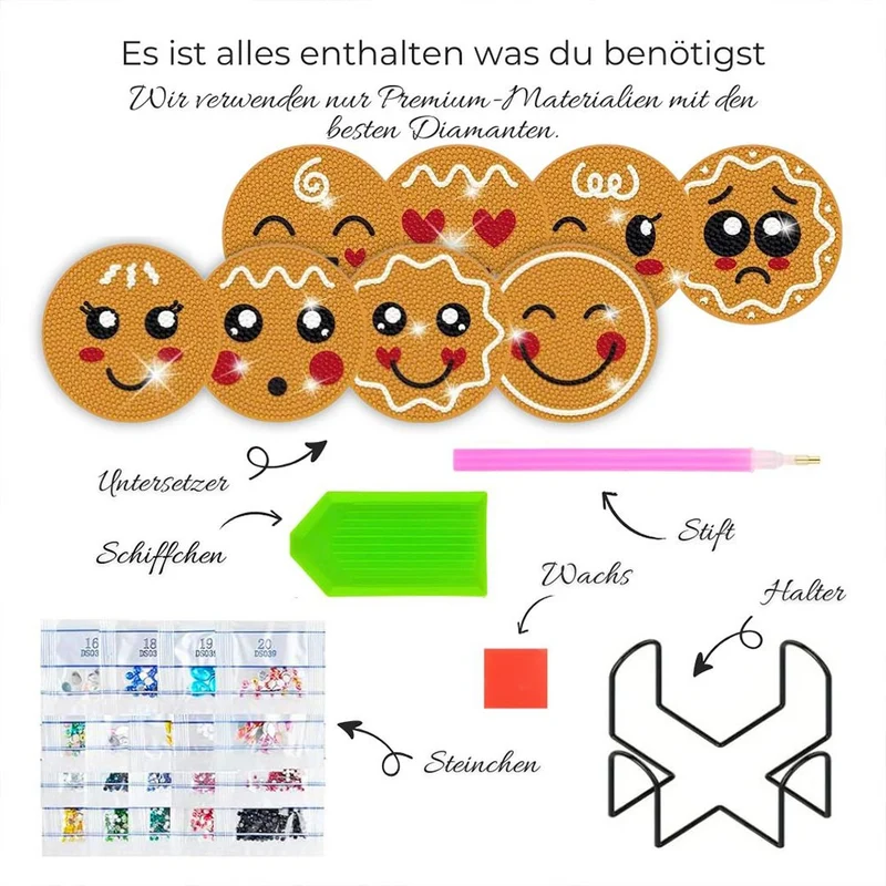 5D Diamond Painting Untersetzer – Lebkuchenfreude