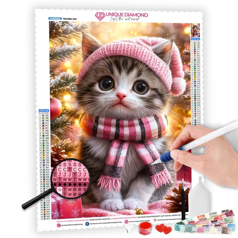 5D Diamond Painting - Weihnachtskatze