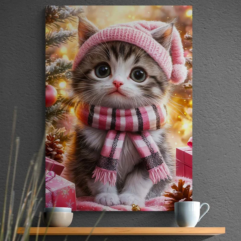 5D Diamond Painting - Weihnachtskatze