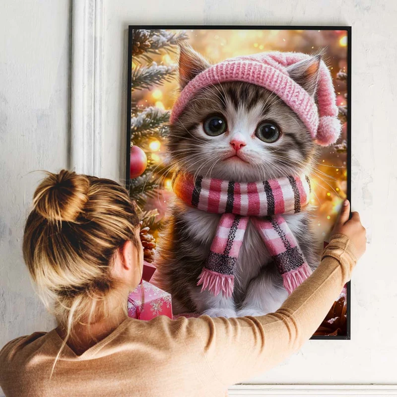 5D Diamond Painting - Weihnachtskatze