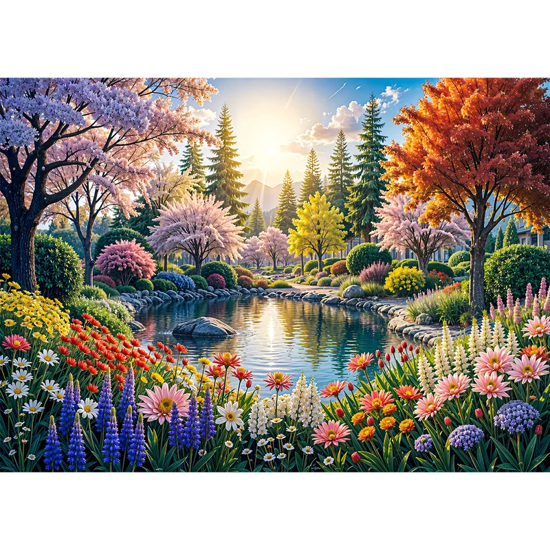 5D Diamond Painting - Zauberhafte Gartenidylle