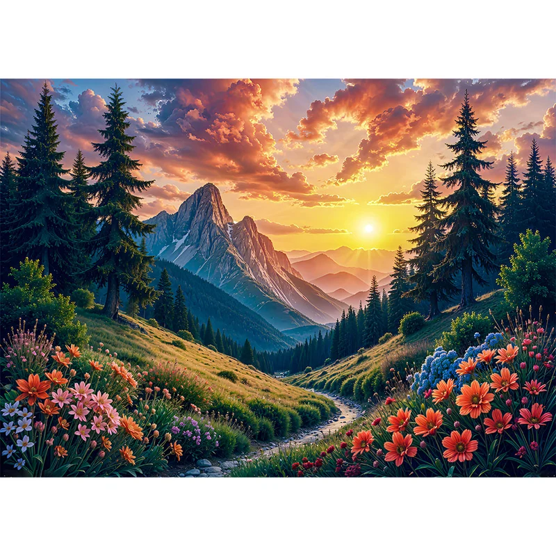 5D Diamond Painting – Bergträume im Abendlicht