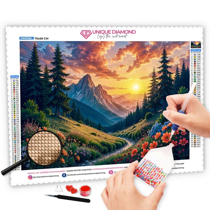 5D Diamond Painting – Bergträume im Abendlicht