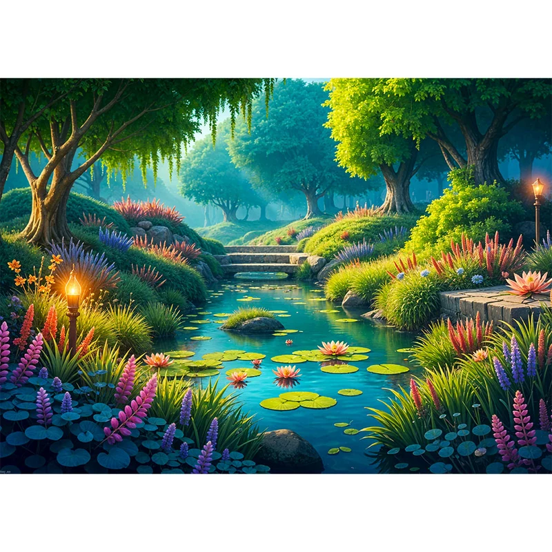 5D Diamond Painting – Morgenstille am Fluss
