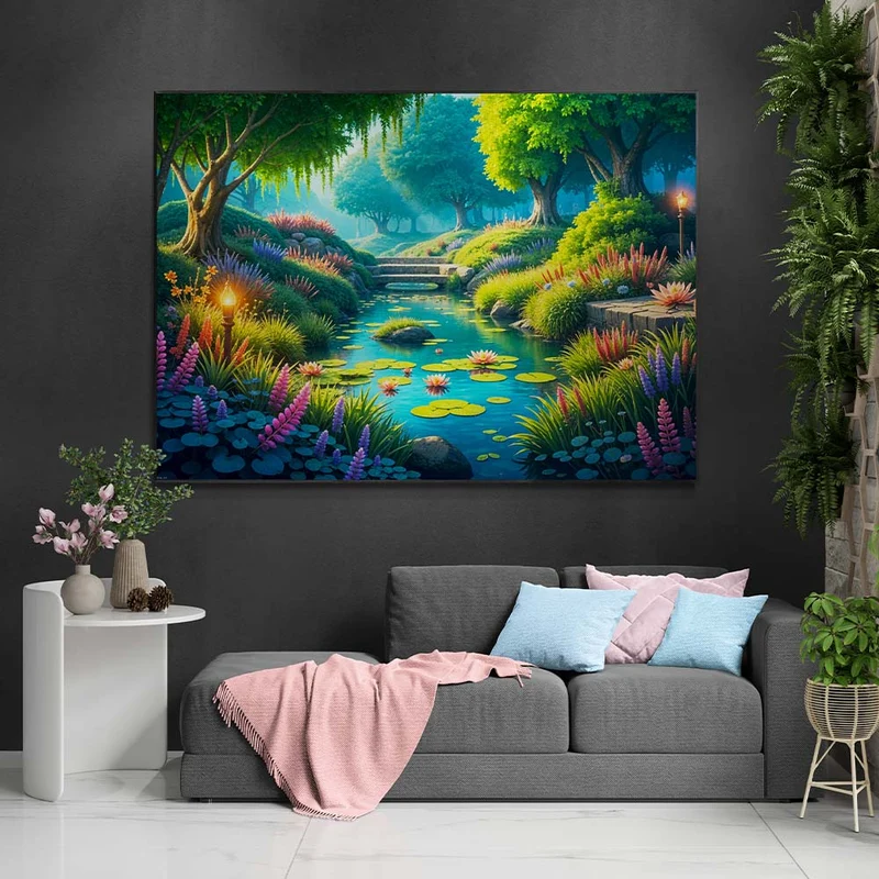 5D Diamond Painting – Morgenstille am Fluss