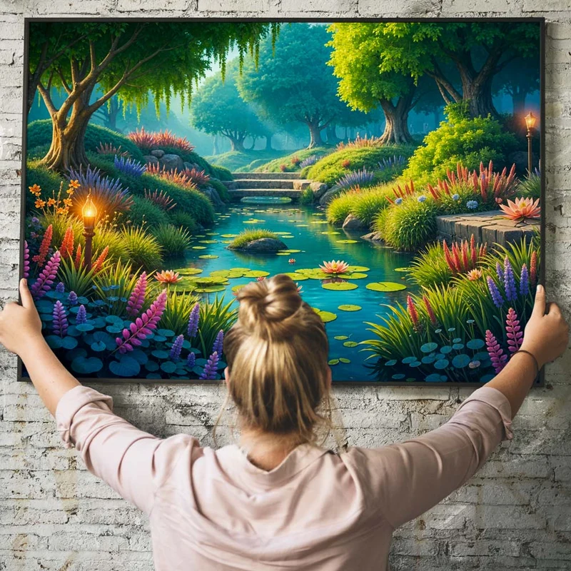 5D Diamond Painting – Morgenstille am Fluss