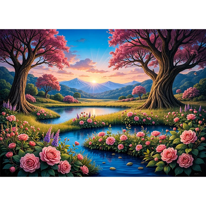 5D Diamond Painting – Blütenzauber am Morgen