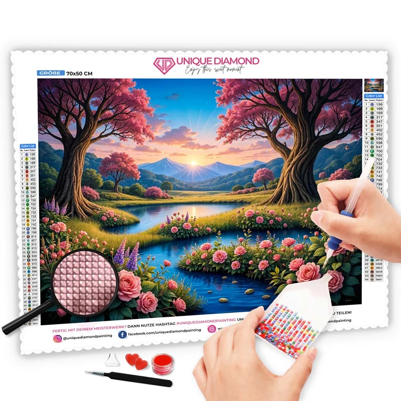 5D Diamond Painting – Blütenzauber am Morgen