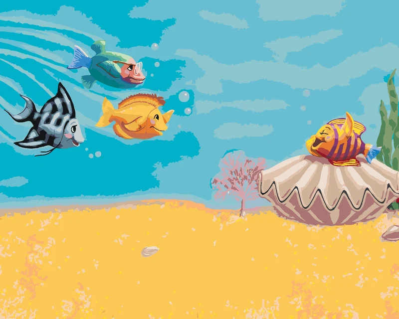 Diamond painting - FISCHE, DIE NACH EINEM FREUND RUFEN (SUE ELLEN BROWN)
