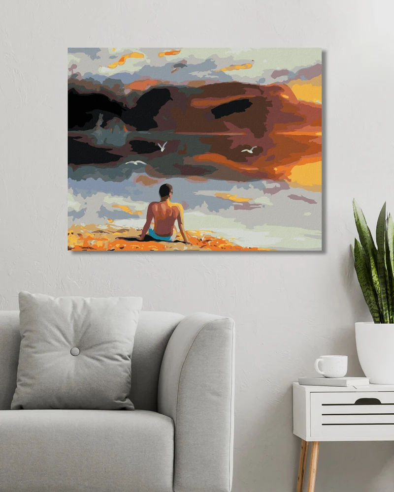Diamond painting - MANN UND SONNENUNTERGANG AM WASSER (D. RUSTY RUST)