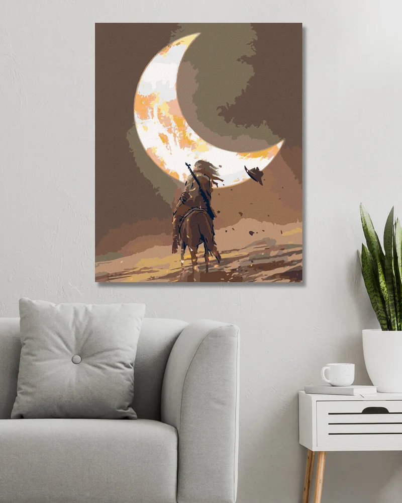 Diamond painting - MANN AUF EINEM PFERD UNTER DEM MONDSCHEIN