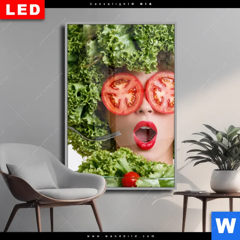 Wechselmotiv Acrylglas Canvalight® DIA | Salat Diva | Hochformat