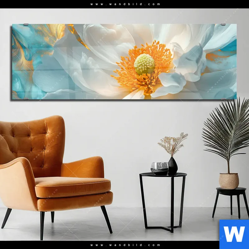 Acrylglasbild | Blüte im goldenen Licht | Panorama