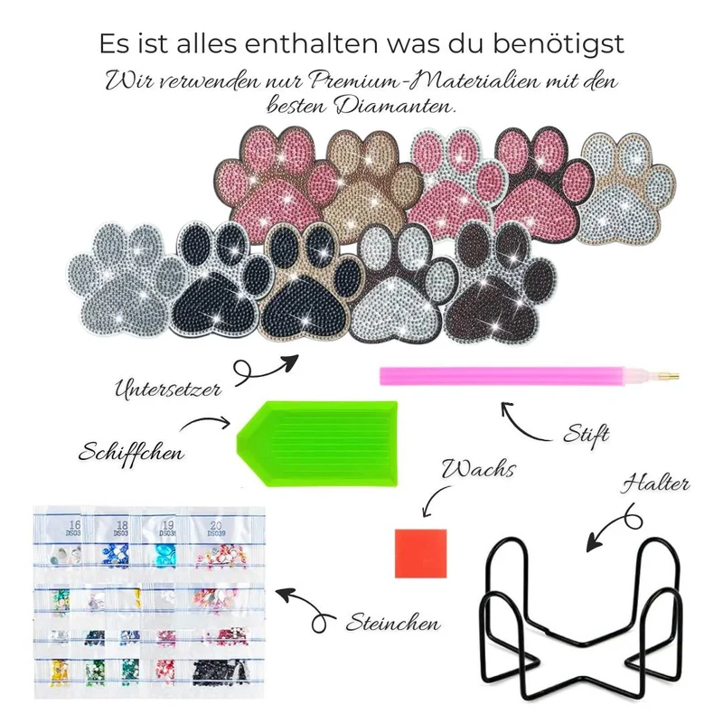 5D Diamond Painting Untersetzer – Elegante Pfoten