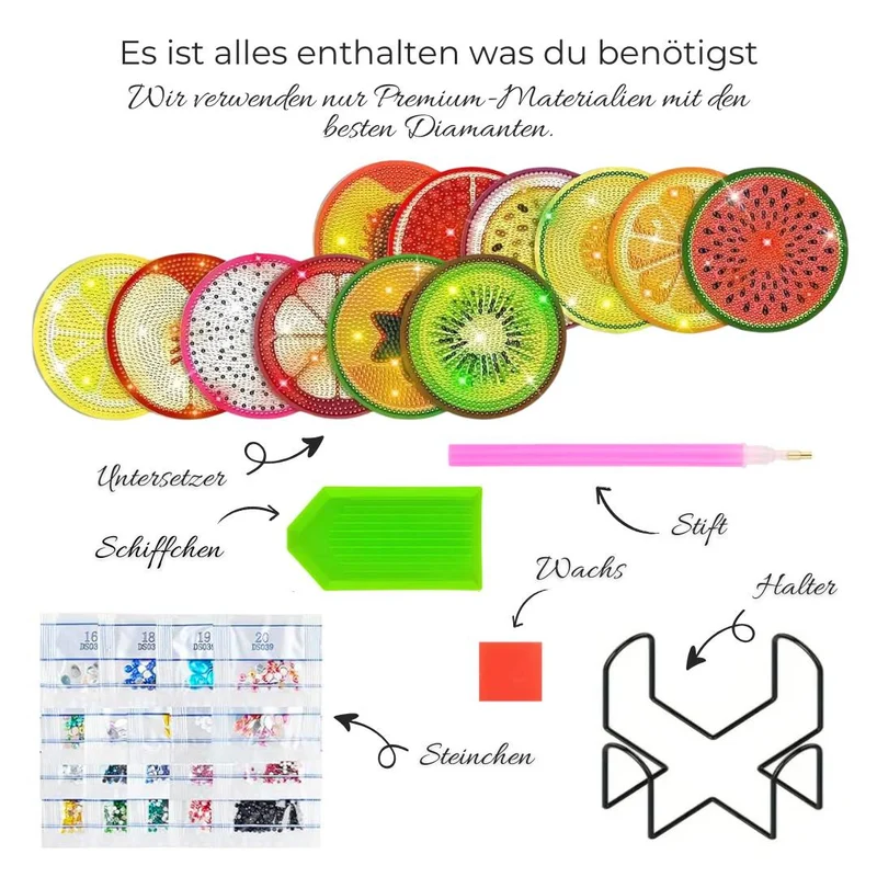 5D Diamond Painting Untersetzer – Fruchtige Frische