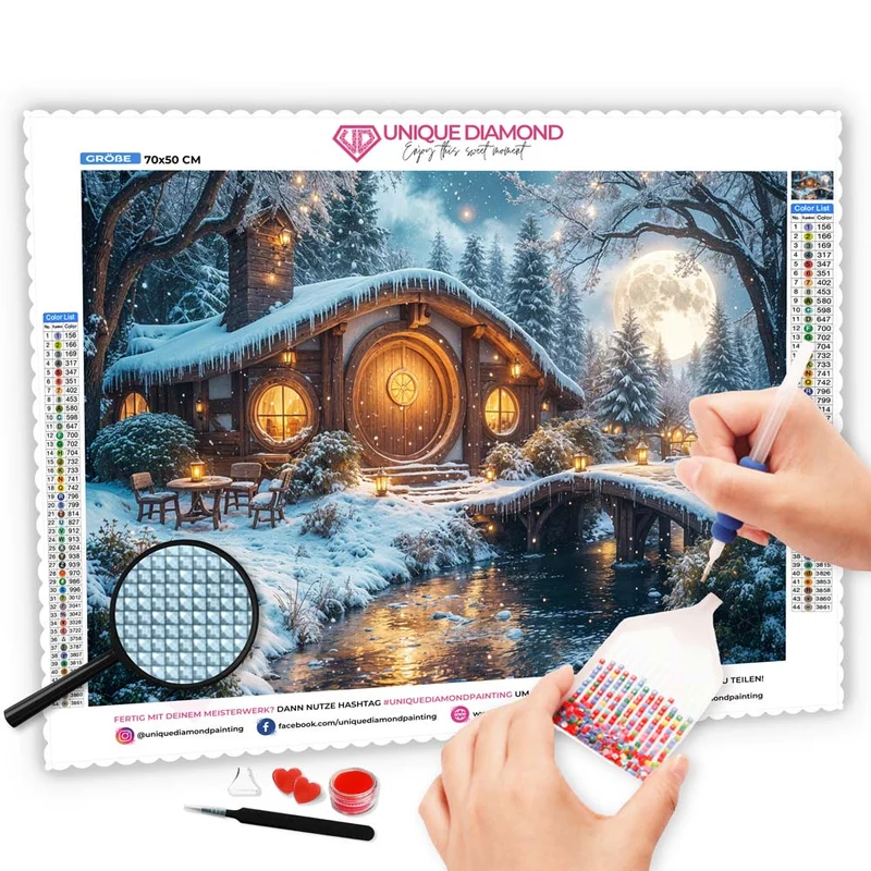 5D Diamond Painting – Winterzauber im Mondlicht