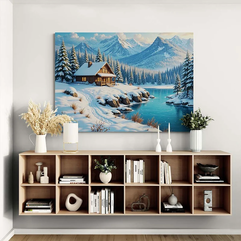 5D Diamond Painting - Winterzauber am Bergsee