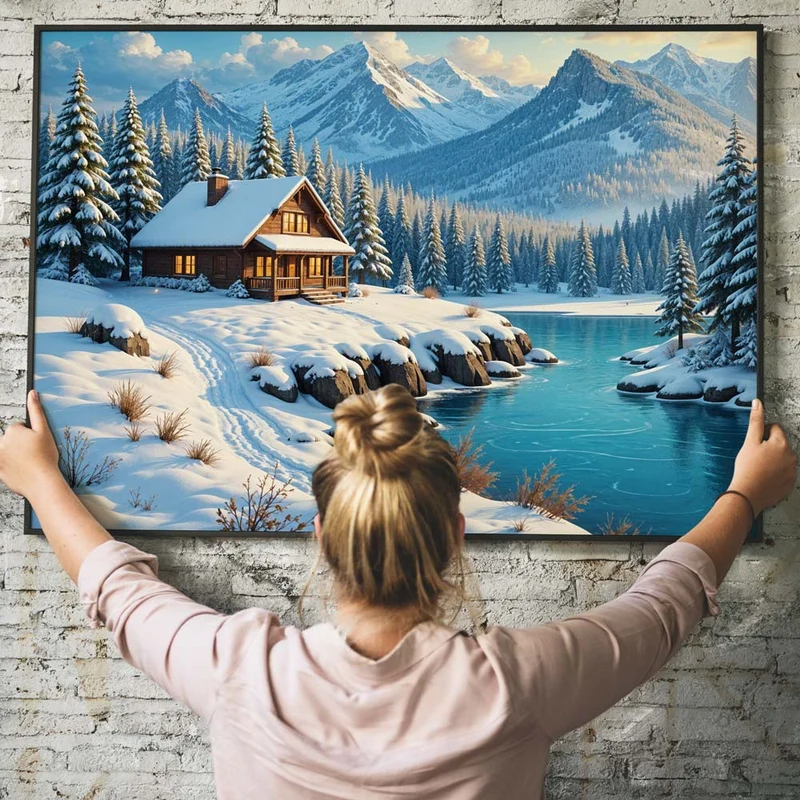 5D Diamond Painting - Winterzauber am Bergsee