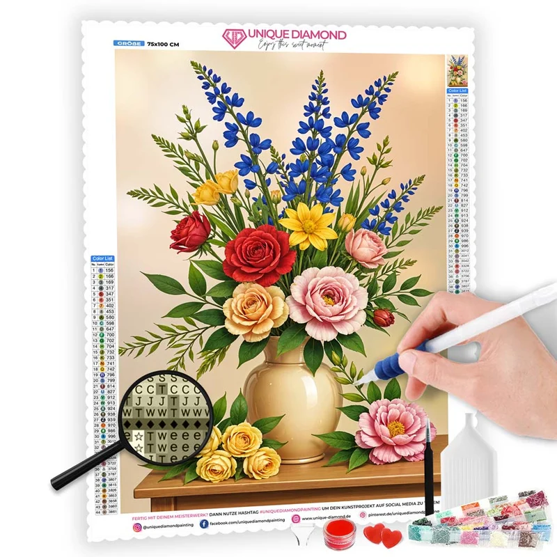 5D Diamond Painting – Wunderschöner Blumenstrauß