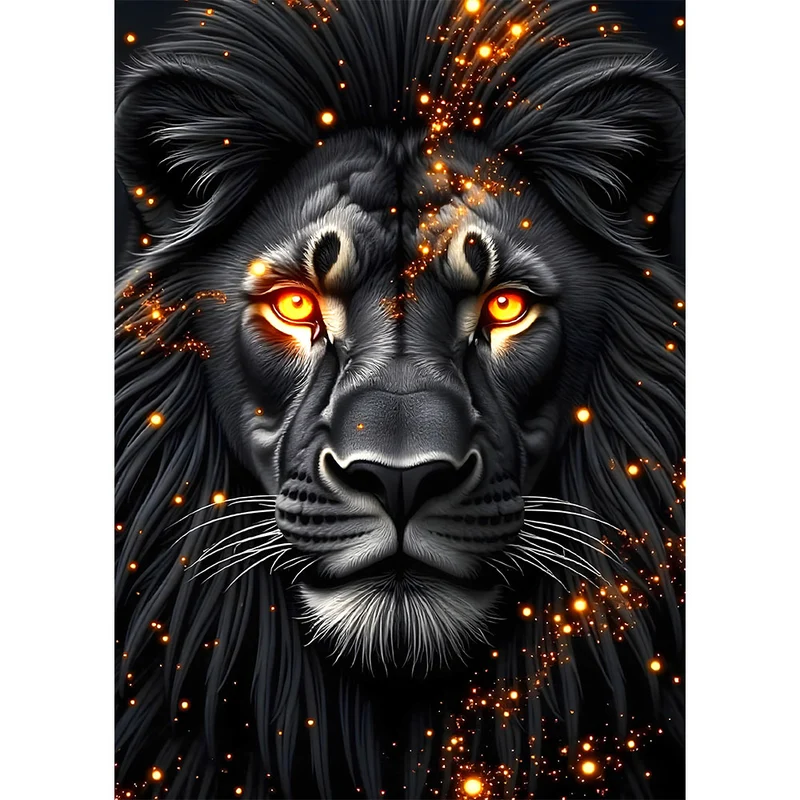 5D Diamond Painting – Schwarzer Löwe