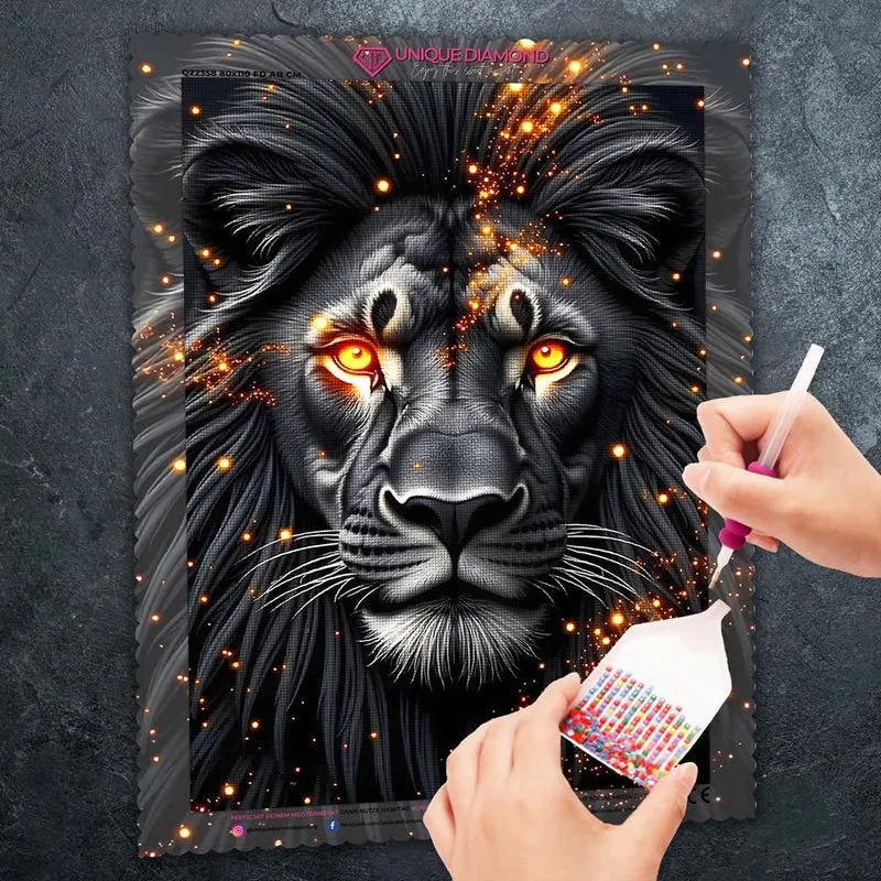 5D Diamond Painting – Schwarzer Löwe