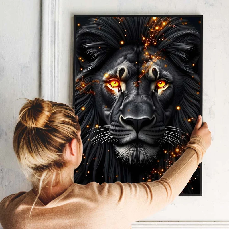 5D Diamond Painting – Schwarzer Löwe