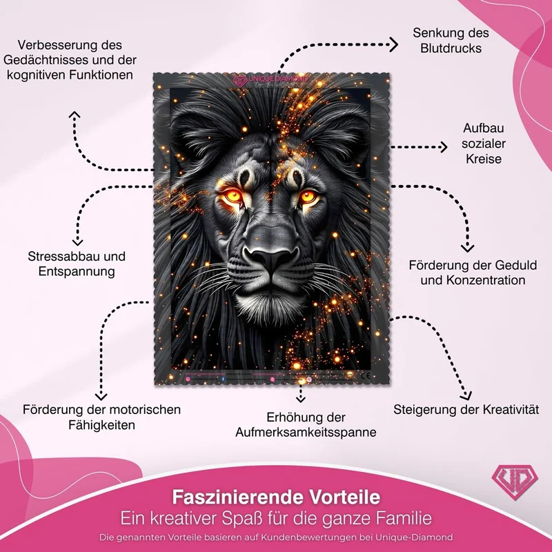 5D Diamond Painting – Schwarzer Löwe