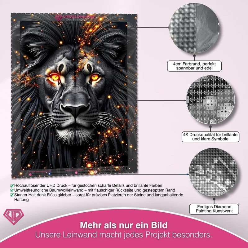 5D Diamond Painting – Schwarzer Löwe