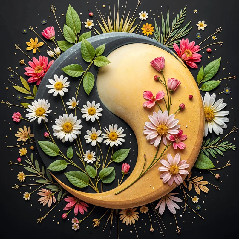 5D Diamond Painting – Blüten-Yin und Yang