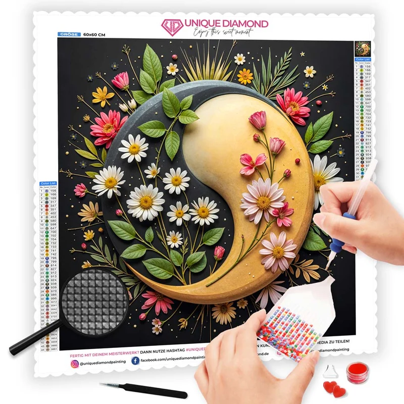 5D Diamond Painting – Blüten-Yin und Yang