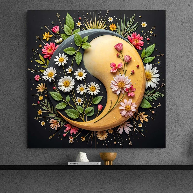 5D Diamond Painting – Blüten-Yin und Yang